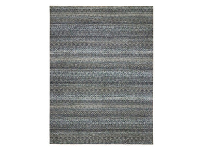 Grey 9'1" x 12'1" Modern / Contemporary Hand knotted Wool Rug - Sku: O076150