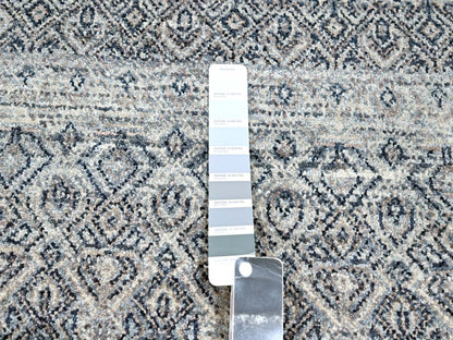 Grey 9'1" x 12'1" Modern / Contemporary Hand knotted Wool Rug - Sku: O076150