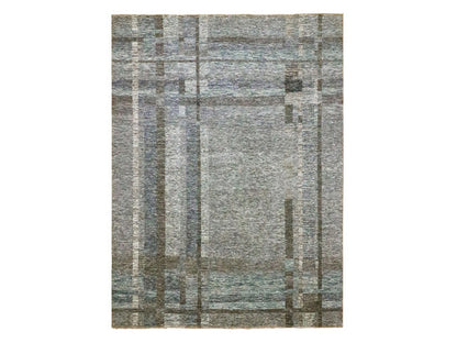 Blue 9'0" x 12'1" Modern and Contemporary Hand knotted Wool Rug - Sku: O076152