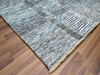 Blue 9'0" x 12'1" Modern and Contemporary Hand knotted Wool Rug - Sku: O076152