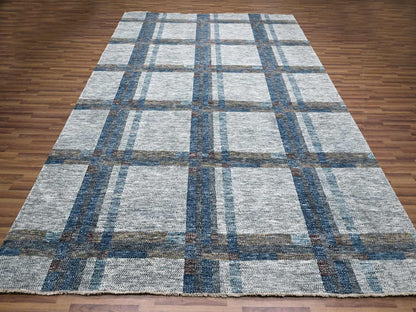 Ivory 9'0" x 12'1" Modern and Contemporary Hand knotted Wool Rug - Sku: O076153