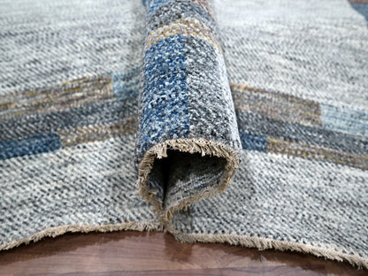 Ivory 9'0" x 12'1" Modern and Contemporary Hand knotted Wool Rug - Sku: O076153