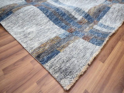 Ivory 9'0" x 12'1" Modern and Contemporary Hand knotted Wool Rug - Sku: O076153