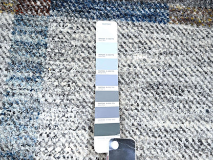 Ivory 9'0" x 12'1" Modern and Contemporary Hand knotted Wool Rug - Sku: O076153