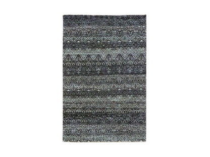 Grey 3'1" x 4'11" Modern / Contemporary Hand knotted Wool Rug - Sku: O076156