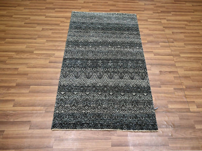 Grey 3'1" x 4'11" Modern / Contemporary Hand knotted Wool Rug - Sku: O076156