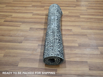 Grey 2'0" x 3'0" Modern / Contemporary Hand knotted Wool Rug - Sku: O076157