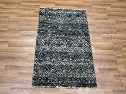 Grey 2'0" x 2'11" Modern / Contemporary Hand knotted Wool Rug - Sku: O076158