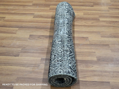Grey 2'0" x 2'11" Modern / Contemporary Hand knotted Wool Rug - Sku: O076158