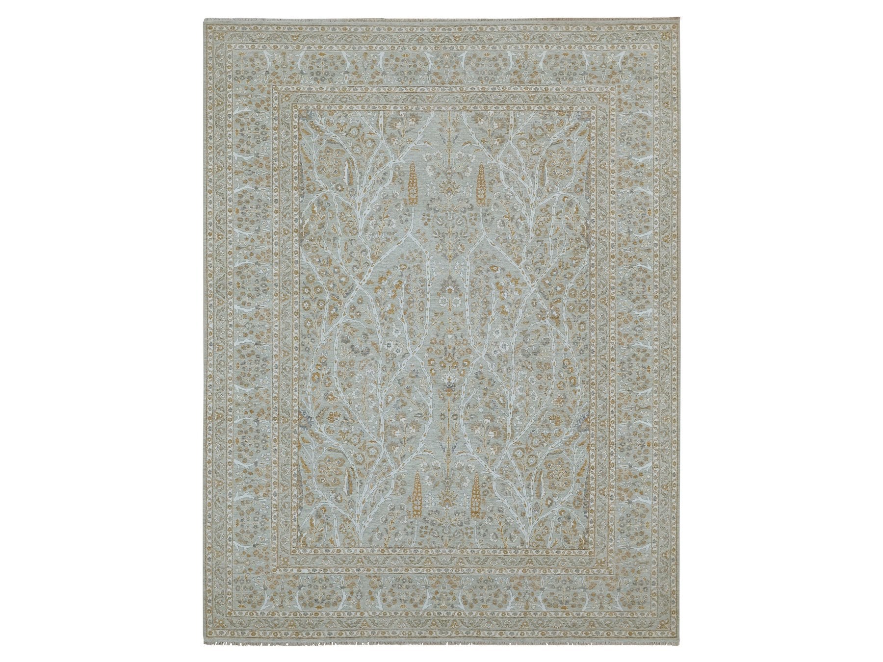 Fine Oriental hand-knotted wool rug in Gray, 9'2" x 12' — SKU O076160