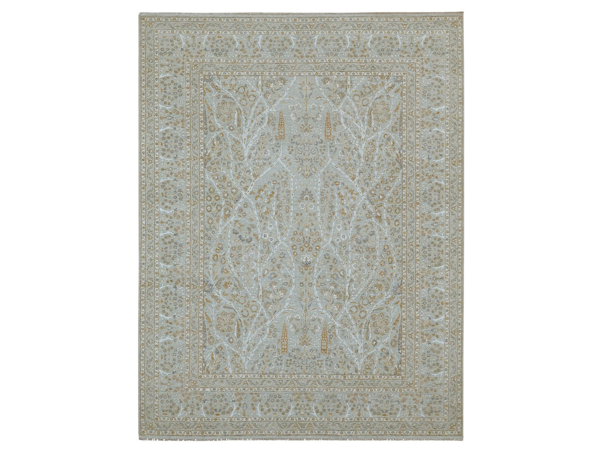 Fine Oriental hand-knotted wool rug in Gray, 9'2" x 12' — SKU O076160