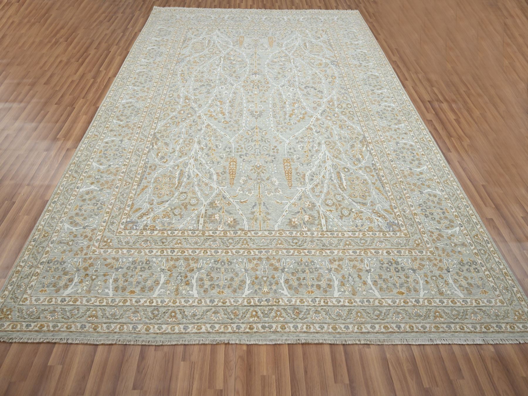 Fine Oriental hand-knotted wool rug in Gray, 9'2" x 12' — SKU O076160 (view 2)