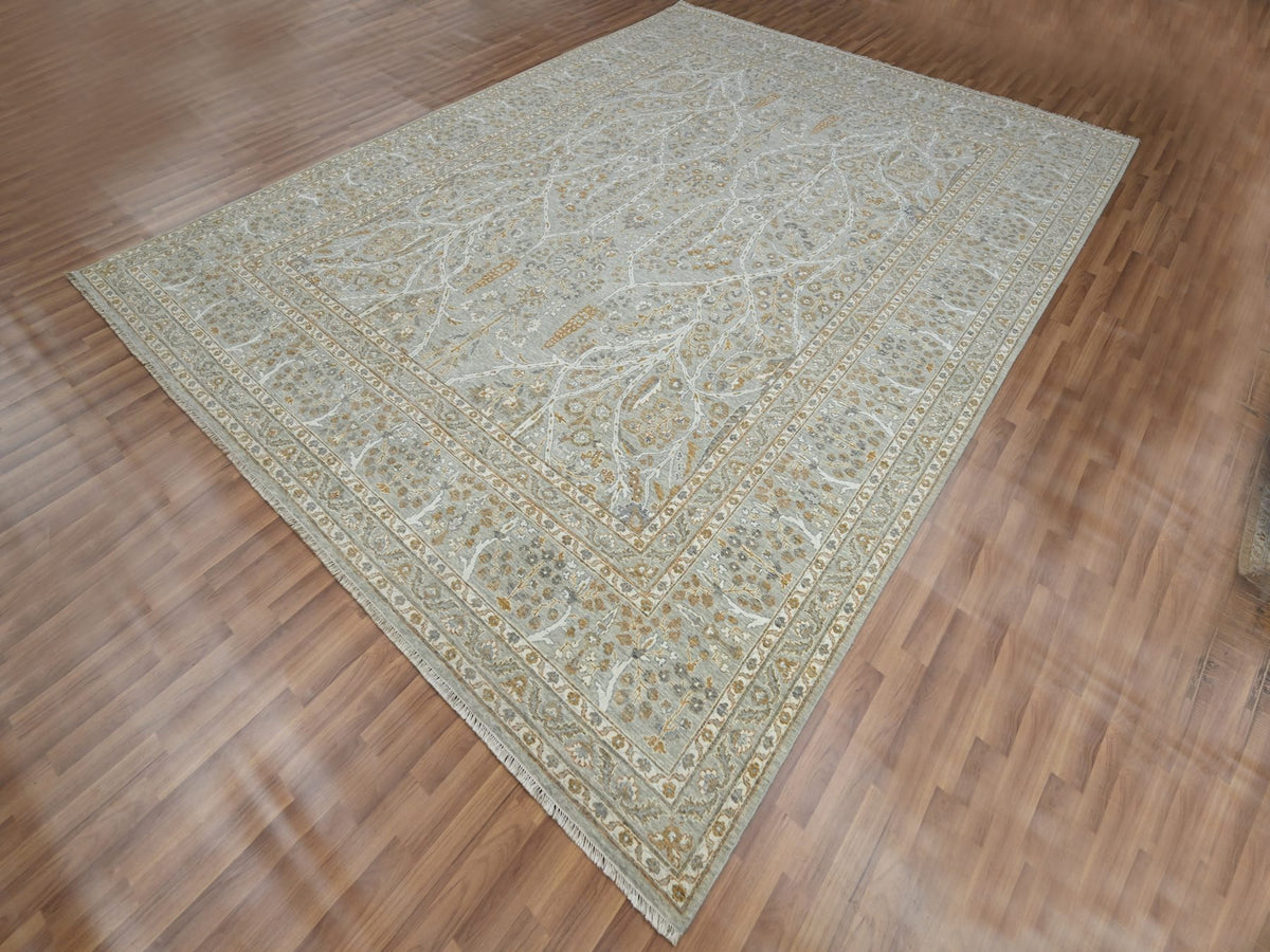 Fine Oriental hand-knotted wool rug in Gray, 9'2" x 12' — SKU O076160 (view 3)