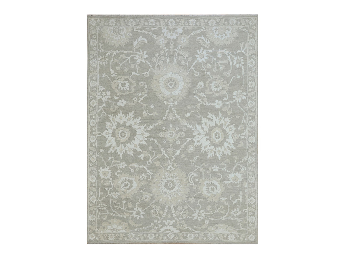 Mahal Oushak hand-knotted wool rug in Gray, 9'1" x 12'3" — SKU O076163