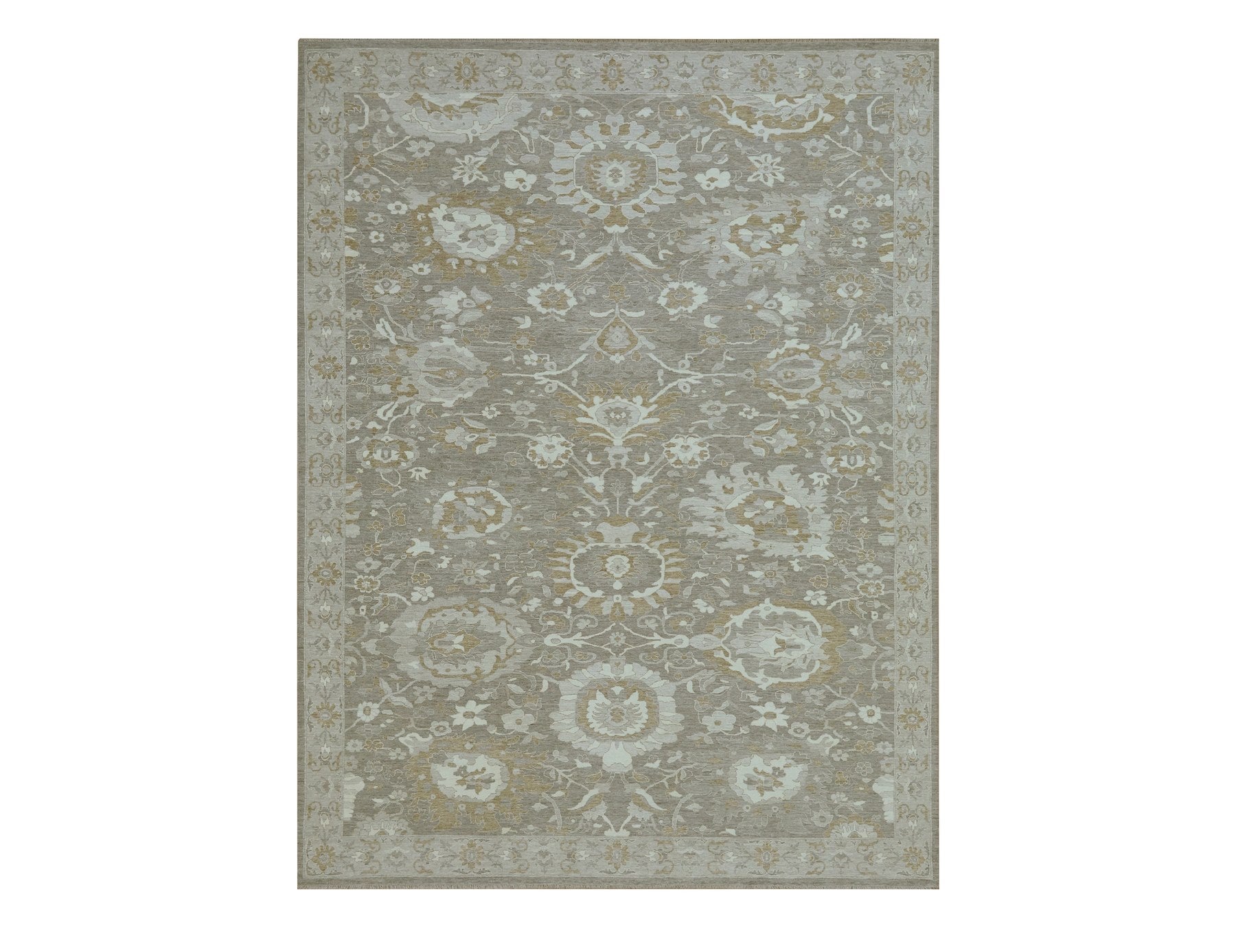 Mahal Oushak hand-knotted wool rug in Gray, 8'11" x 11'10" — SKU O076164
