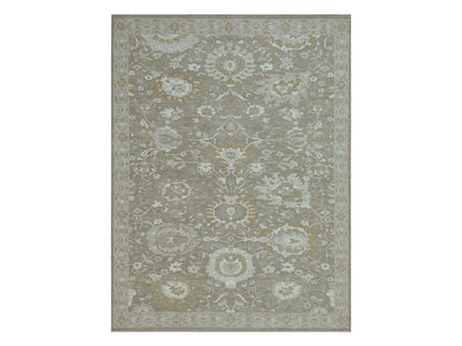 Mahal Oushak hand-knotted wool rug in Gray, 8'11" x 11'10" — SKU O076164