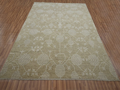 Brown 8'1" x 10'1" Oushak / Peshawar Hand knotted Wool Rug - Sku: O076166