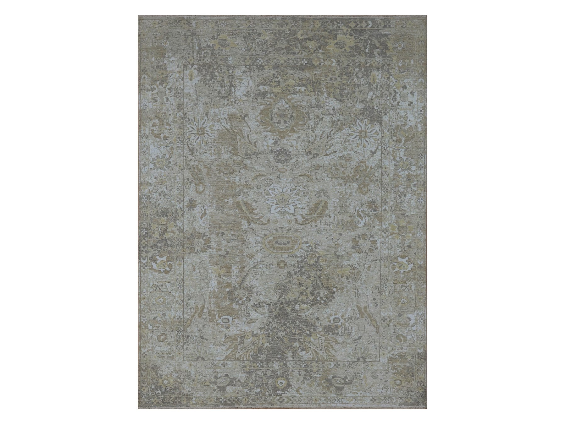 Sultanabad Oushak hand-knotted wool rug in Gray, 9'2" x 12'5" — SKU O076169