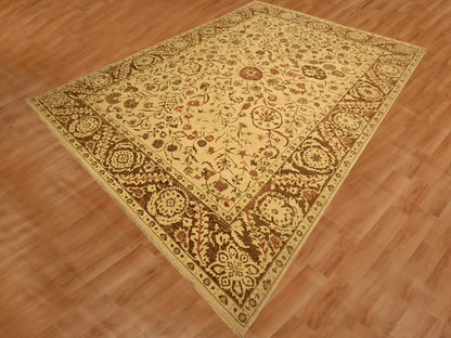 Brown 10'0" x 13'10" Vintage Hand knotted Wool Rug - Sku: O076170