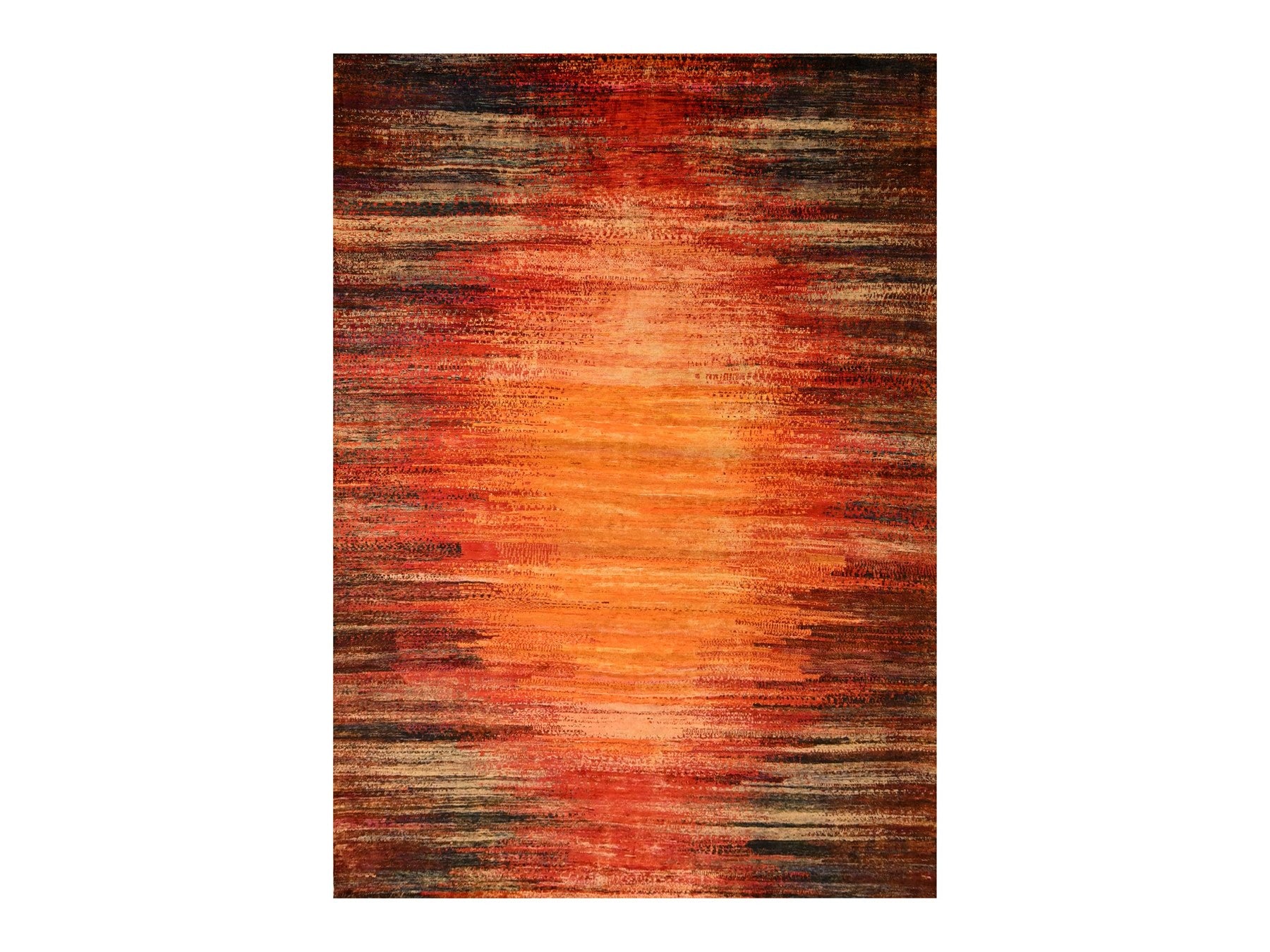 Modern / Contemporary hand-knotted sari silk rug in Yellow, 9'10" x 14'1" — SKU O076172