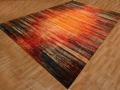 Modern / Contemporary hand-knotted sari silk rug in Yellow, 9'10" x 14'1" — SKU O076172 (view 3)