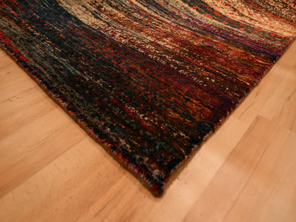 Modern / Contemporary hand-knotted sari silk rug in Yellow, 9'10" x 14'1" — SKU O076172 (view 6)