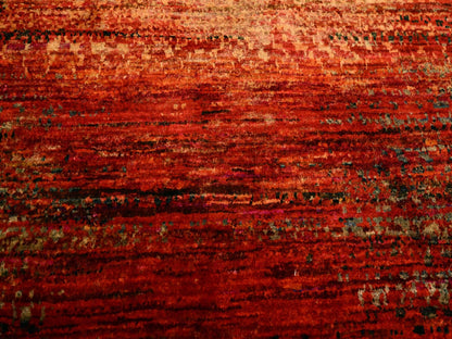 Modern / Contemporary hand-knotted sari silk rug in Yellow, 9'10" x 14'1" — SKU O076172 (view 8)
