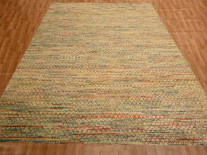 Beige 9'1" x 12'2" Modern and Contemporary Hand knotted Wool/Silk Rug - Sku: O076173