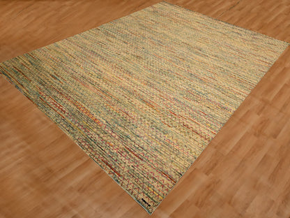 Beige 9'1" x 12'2" Modern and Contemporary Hand knotted Wool/Silk Rug - Sku: O076173