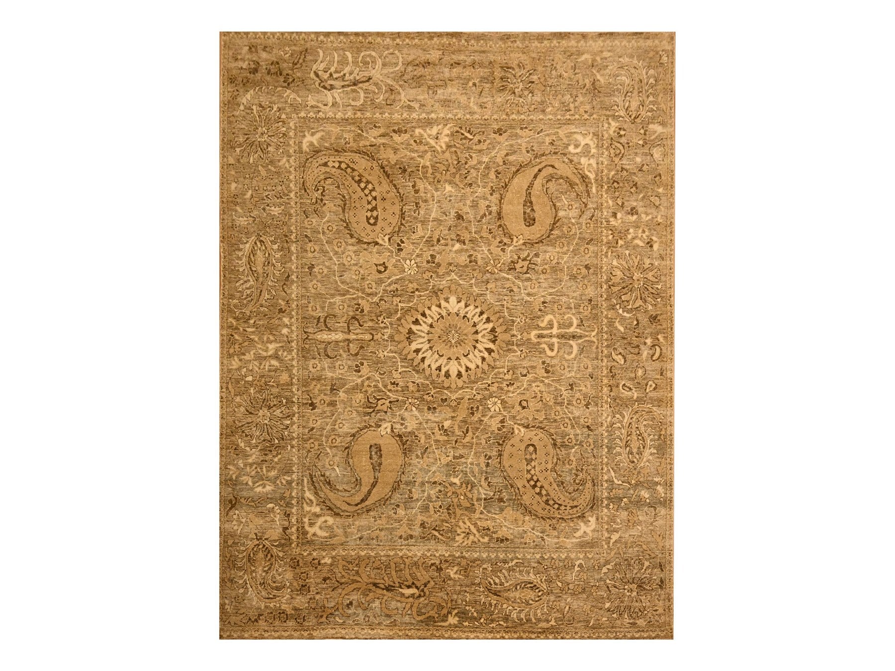 Brown 8'9" x 11'10" Vintage Hand knotted Wool Rug - Sku: O076182
