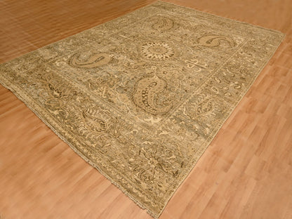 Brown 8'9" x 11'10" Vintage Hand knotted Wool Rug - Sku: O076182