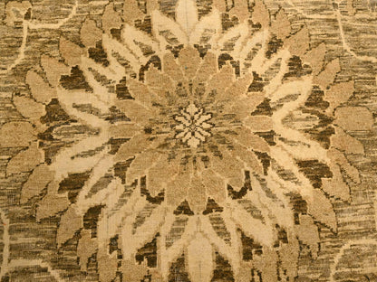 Brown 8'9" x 11'10" Vintage Hand knotted Wool Rug - Sku: O076182