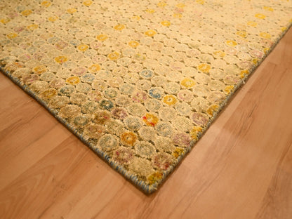 Beige 8'1" x 10'1" Modern and Contemporary Hand knotted Wool/Silk Rug - Sku: O076184