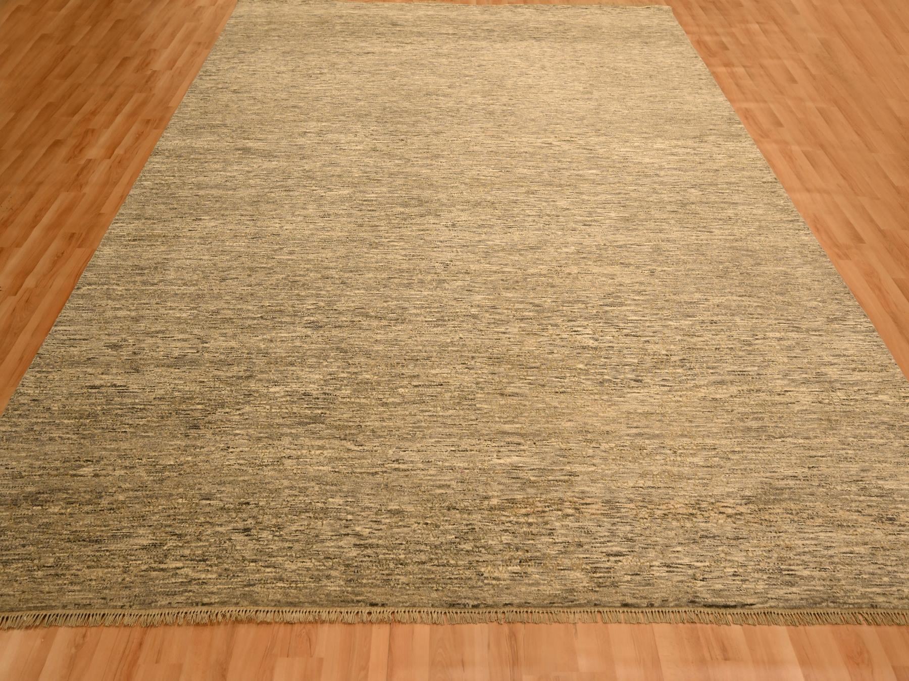 Brown 8'10" x 11'10" Modern and Contemporary Hand knotted Wool Rug - Sku: O076185