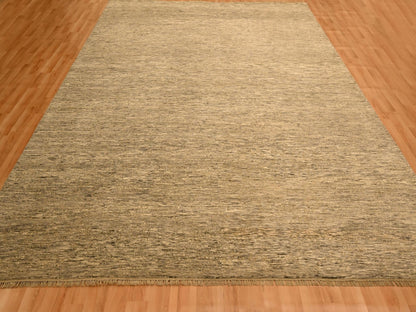 Brown 8'10" x 11'10" Modern and Contemporary Hand knotted Wool Rug - Sku: O076185