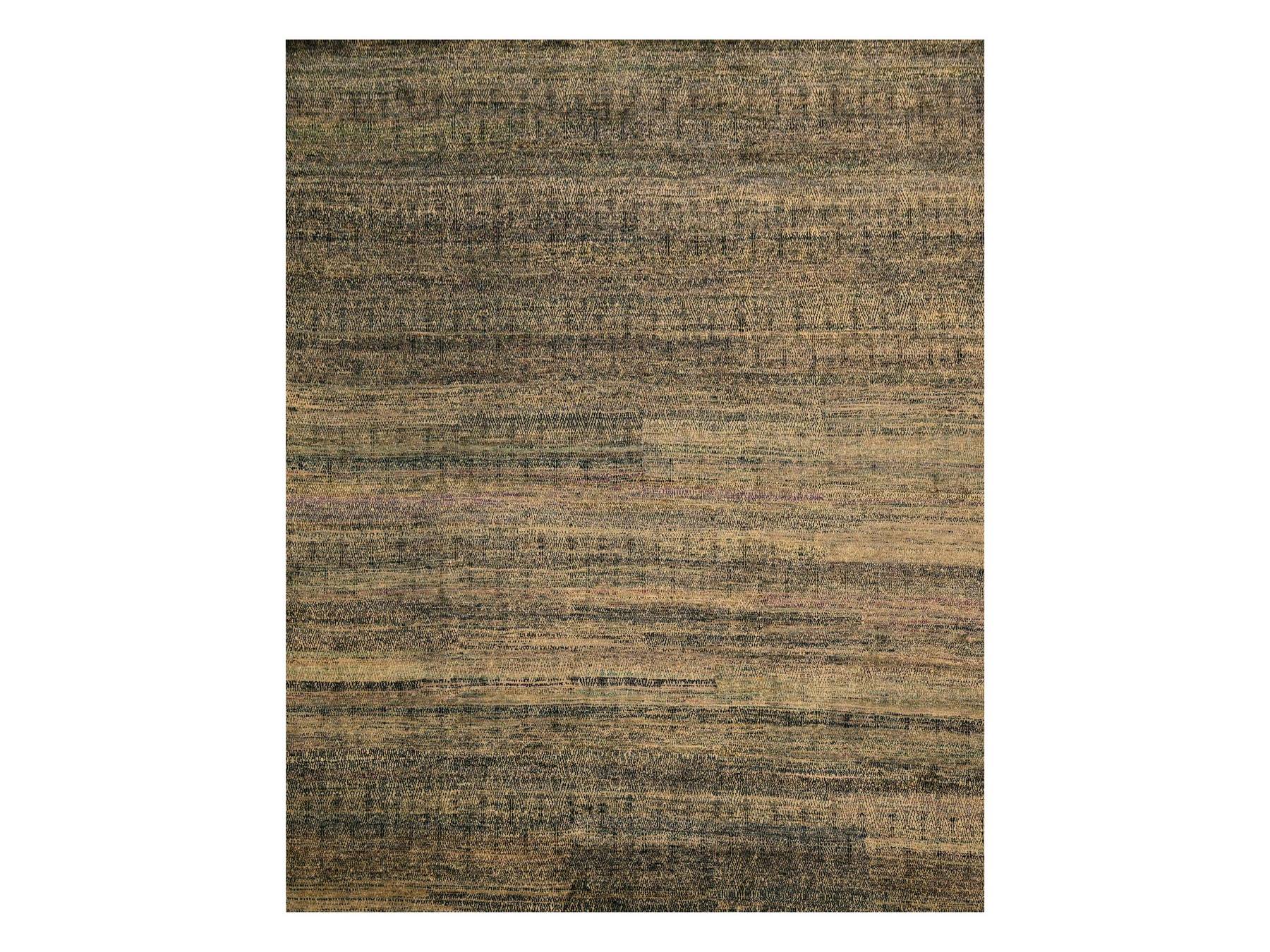 Brown 8'0" x 10'2" Modern and Contemporary Hand knotted Silk Rug - Sku: O076186