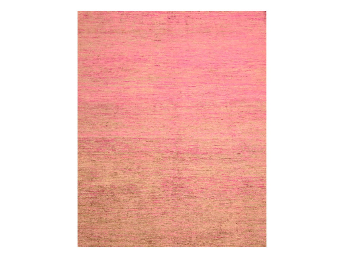 Modern / Contemporary hand-knotted sari silk rug in Pink, 7'9" x 10' — SKU O076187