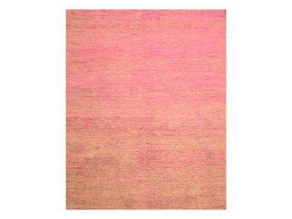 Modern / Contemporary hand-knotted sari silk rug in Pink, 7'9" x 10' — SKU O076187