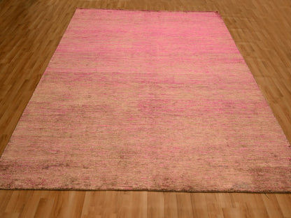 Modern / Contemporary hand-knotted sari silk rug in Pink, 7'9" x 10' — SKU O076187 (view 2)