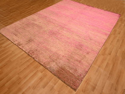 Modern / Contemporary hand-knotted sari silk rug in Pink, 7'9" x 10' — SKU O076187 (view 3)
