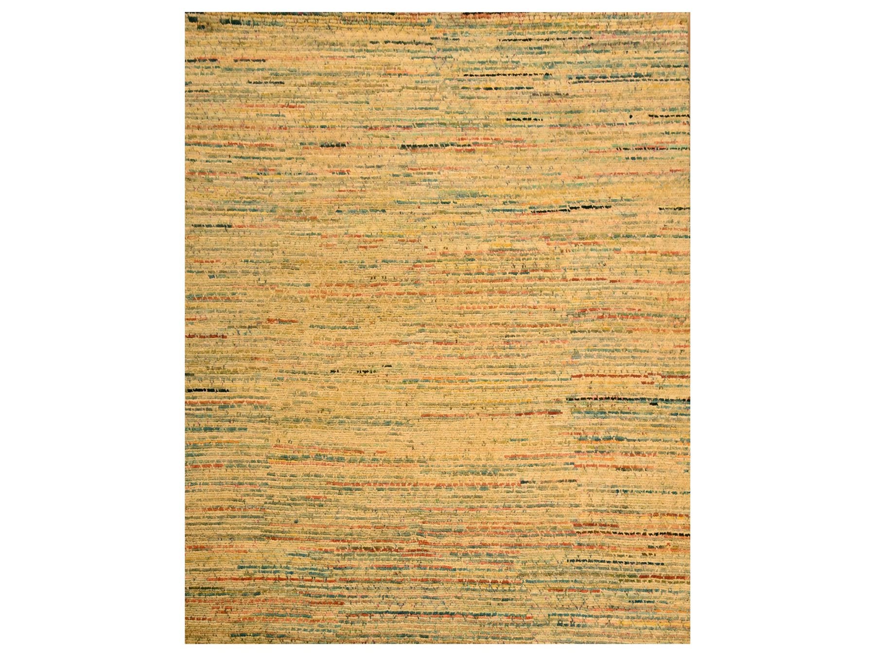 Modern / Contemporary hand-knotted wool/sari silk rug in Yellow, 8' x 10'3" — SKU O076190