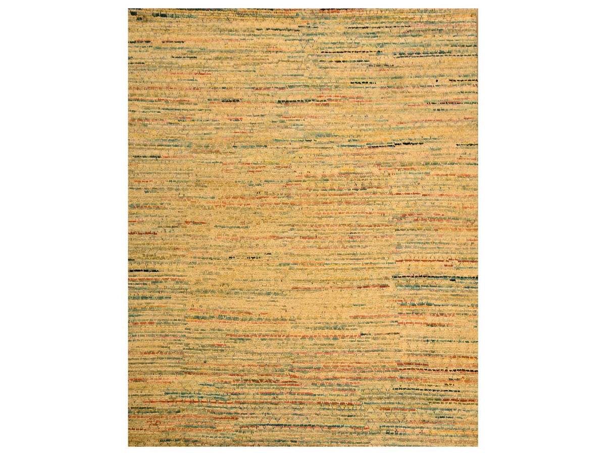 Modern / Contemporary hand-knotted wool/sari silk rug in Yellow, 8' x 10'3" — SKU O076190