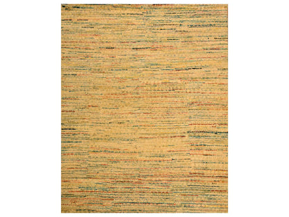 Modern / Contemporary hand-knotted wool/sari silk rug in Yellow, 8' x 10'3" — SKU O076190