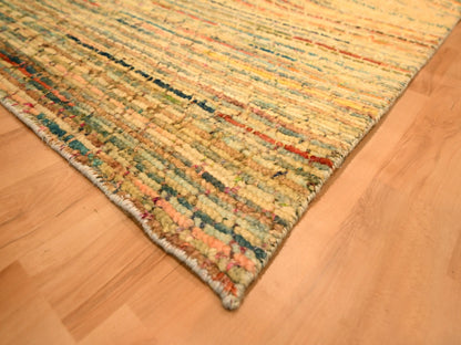 Modern / Contemporary hand-knotted wool/sari silk rug in Yellow, 8' x 10'3" — SKU O076190 (view 6)