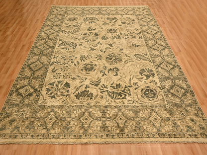 Brown 7'10" x 9'9" Vintage Hand knotted Wool Rug - Sku: O076192