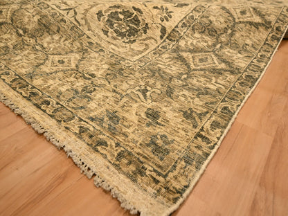 Brown 7'10" x 9'9" Vintage Hand knotted Wool Rug - Sku: O076192