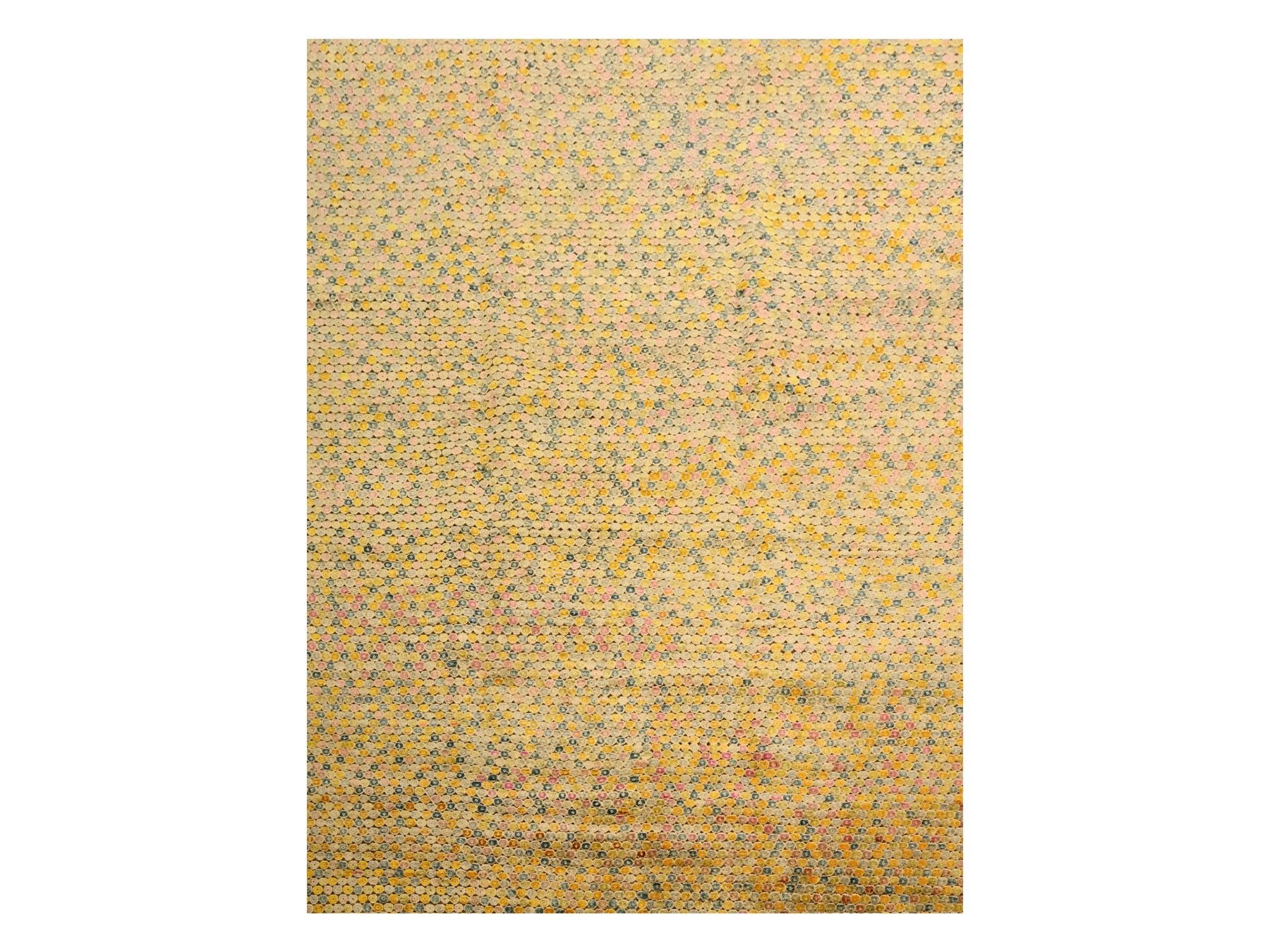 Modern / Contemporary hand-knotted sari silk rug in Yellow, 8'10" x 12'2" — SKU O076201