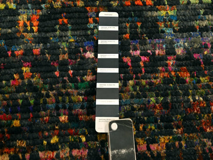 Black 2'6" x 10'11" Modern and Contemporary Hand knotted Wool/Silk Rug - Sku: O076206