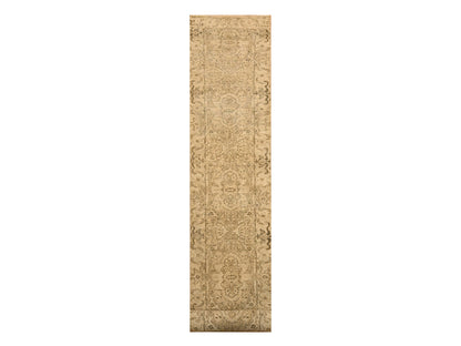 Brown 2'4" x 19'11" Vintage Hand knotted Wool Rug - Sku: O076207