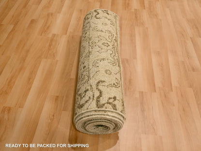 Brown 2'4" x 19'11" Vintage Hand knotted Wool Rug - Sku: O076207